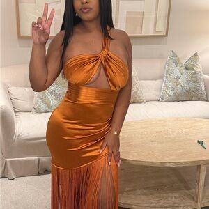 Bronx and Banco Strapless Orange Dress